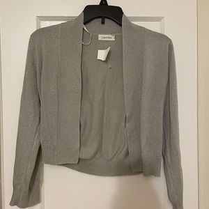Silver short cardigan by Calvin Klein. NWT.